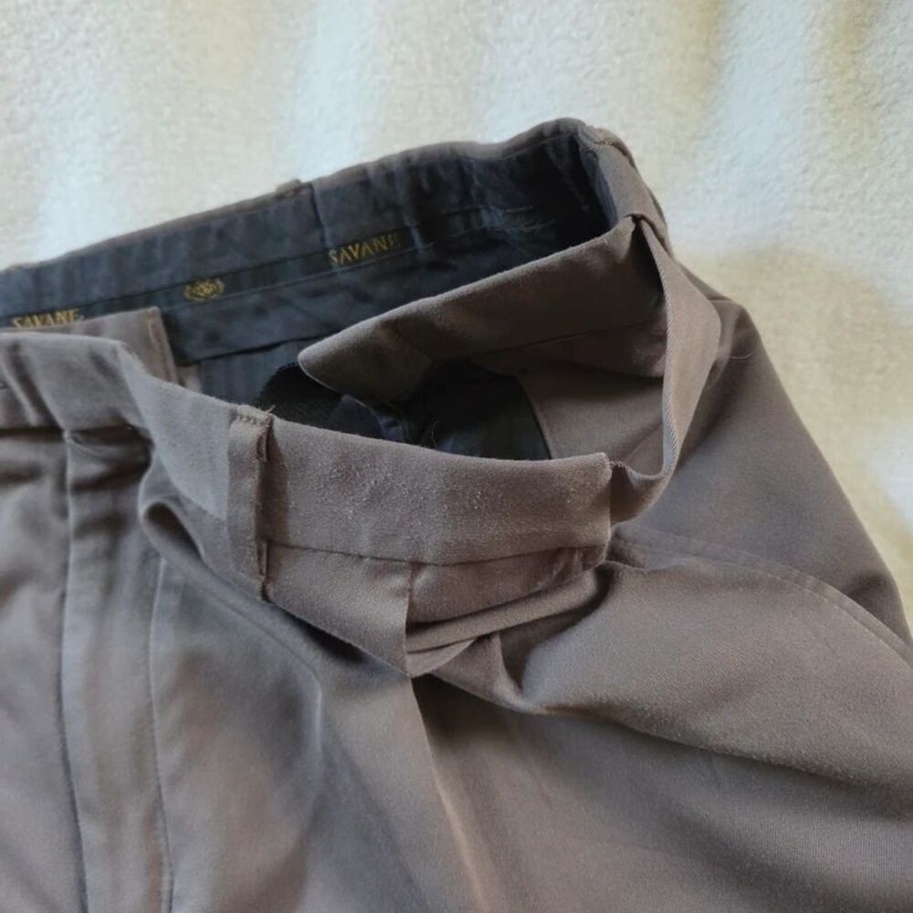 Savane Mens Comfort Plus Dress Pants 38x30 Sage Pleated Cuffed Stretch Waist - Picture 3 of 9